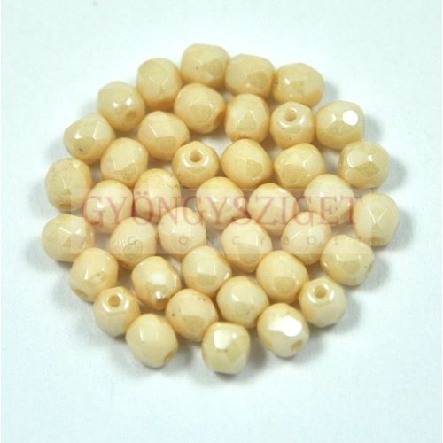 Czech Firepolished Round Glass Bead - ivory - 3mm