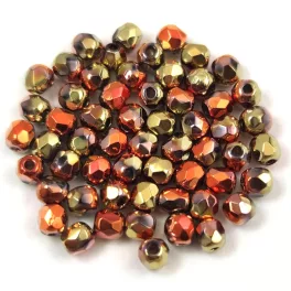   Czech Firepolished Round Glass Bead - California Gold Rush - 3mm