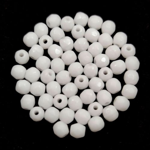 Czech Firepolished Round Glass Bead - opaque white - 3mm