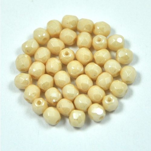 Czech Firepolished Round Glass Bead - ivory-3mm