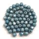 Czech Firepolished Round Glass Bead - White Blue Luster - 3mm