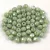 Czech Firepolished Round Glass Bead - Chalk White Green Marble - 3mm