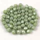 Czech Firepolished Round Glass Bead - Chalk White Green Marble - 3mm