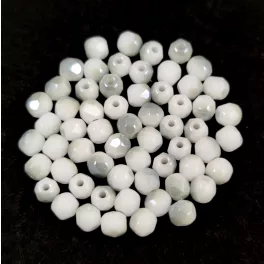   Czech Firepolished Round Glass Bead - Chak White Gray Luster - 3mm