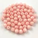 Czech Firepolished Round Glass Bead - Chalk White Milky Light Pink - 3mm