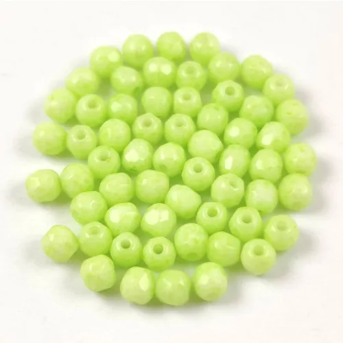 Czech Firepolished Round Glass Bead - Chalk White Milky Citrine - 3mm