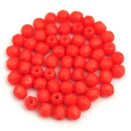   Czech Firepolished Round Glass Bead - Chalk White Vivid Orange - 3mm