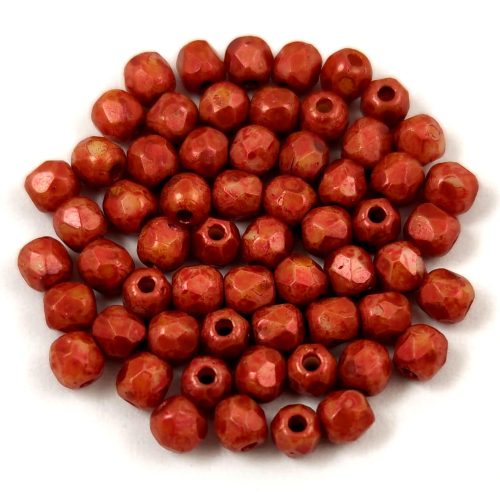 Czech Firepolished Round Glass Bead - Chalk Purple Terracotta - 3mm