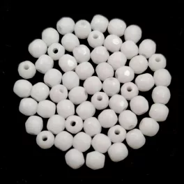 Czech Firepolished Round Glass Bead - white - 3mm