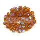 Czech Firepolished Round Glass Bead - smoked topaz ab - 3mm