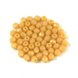Czech Firepolished Round Glass Bead -  Caramel - 3mm