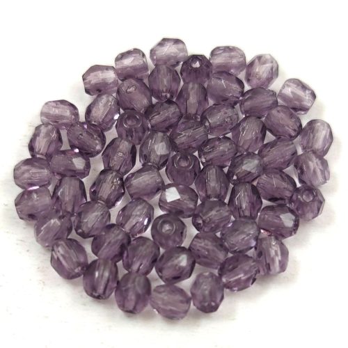 Czech Firepolished Round Glass Bead - deep dark amethyst - 3mm