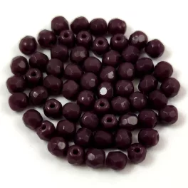 Czech Firepolished Round Glass Bead - Opaque Purple - 3mm