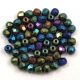 Czech Firepolished Round Glass Bead - Metallic Green Iris - 3mm