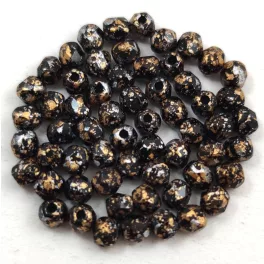 Czech Firepolished Round Glass Bead - Tweedy Gold - 3mm