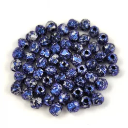 Czech Firepolished Round Glass Bead - Tweedy Blue - 3mm