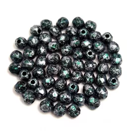 Czech Firepolished Round Glass Bead - Tweedy Green - 3mm