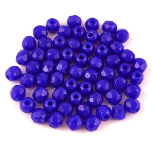 Czech Firepolished Round Glass Bead - Sapphire - 3mm