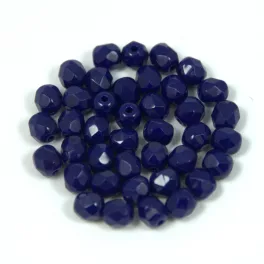Czech Firepolished Round Glass Bead - cobalt blue - 3mm