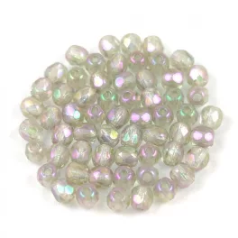   Czech Firepolished Round Glass Bead - Black Diamond Purle Iris - 3mm