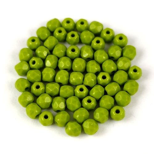 Cseh csiszolt golyó gyöngy - Opaque Green Pea - 3mm