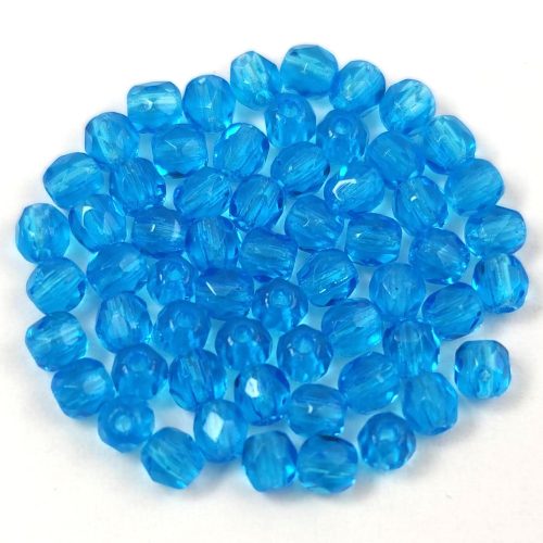 Czech Firepolished Round Glass Bead - Aquamarine - 3mm