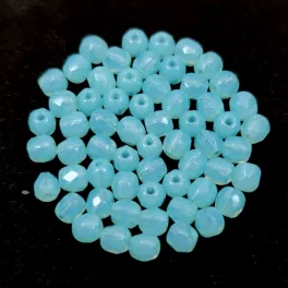   Czech Firepolished Round Glass Bead - Opal Inocent Blue - 3mm