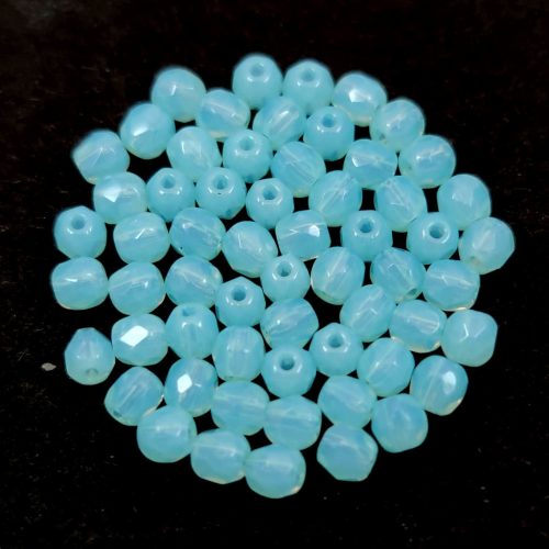 Czech Firepolished Round Glass Bead - Opal Inocent Blue - 3mm