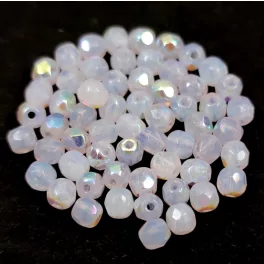Czech Firepolished Round Glass Bead - Opal Pink AB - 3mm
