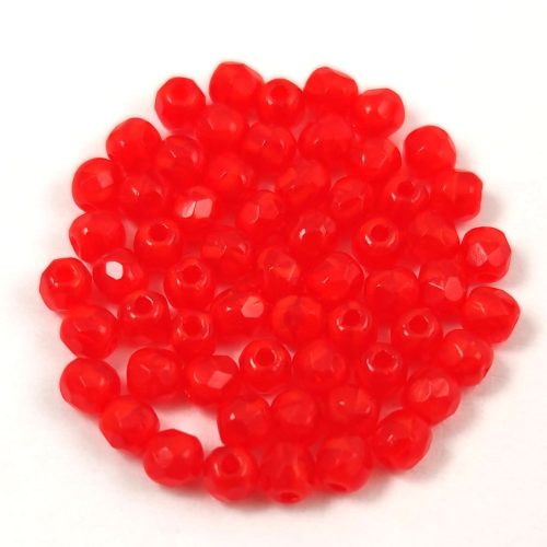 Czech Firepolished Round Glass Bead - transparent red - 3mm