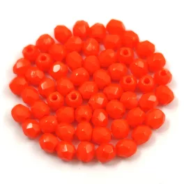 Czech Firepolished Round Glass Bead - light orange - 3mm