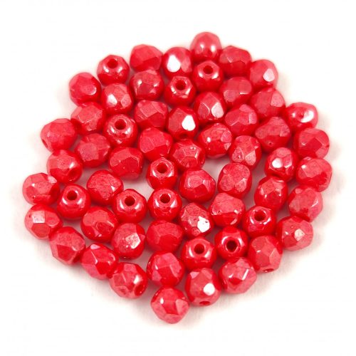 Czech Firepolished Round Glass Bead - Chilli Luster - 3mm