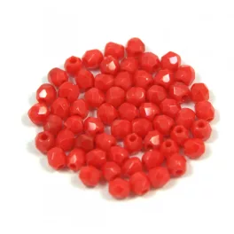   Czech Firepolished Round Glass Bead - opaque pepper red - 3mm