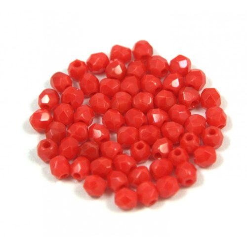 Czech Firepolished Round Glass Bead - opaque pepper red - 3mm