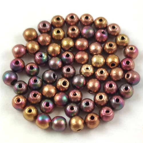 Czech Pressed Round Glass Bead - Crystal Yellow Gold Iris - 3mm