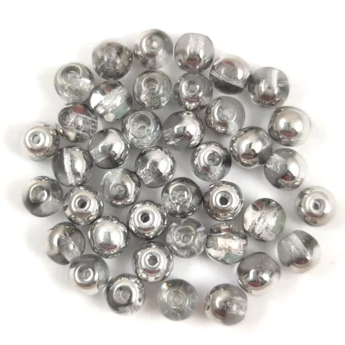 Czech Pressed Round Glass Bead - crystal silver - 3mm