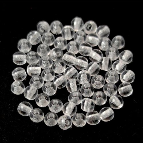 Czech Pressed Round Glass Bead - Crystal - 3mm