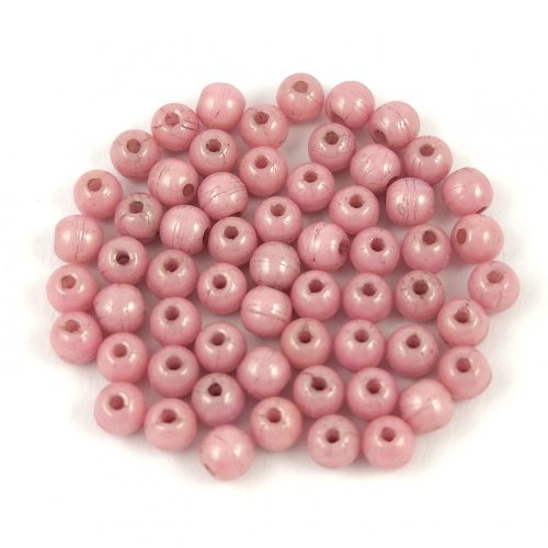 Czech Pressed Round Glass Bead - Alabaster Pink Luster - 3mm