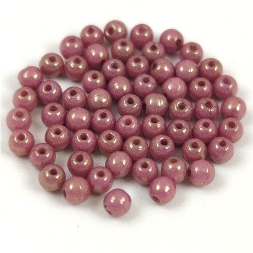 Czech Pressed Round Glass Bead -Alabaster Brown Purple Luster - 3mm