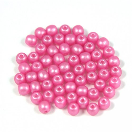 Czech Pressed Round Glass Bead - pearl shine pink - 3mm