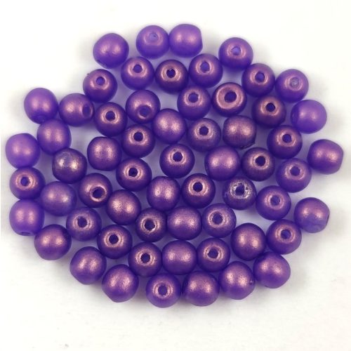 Czech Pressed Round Glass Bead - gold shine purple - 3mm