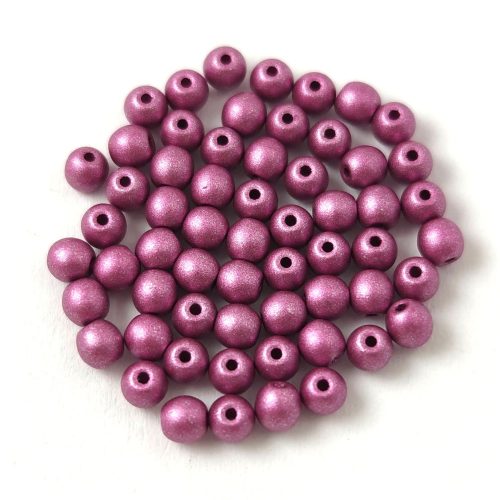 Czech Pressed Round Glass Bead - metallic polichrome purple -3mm