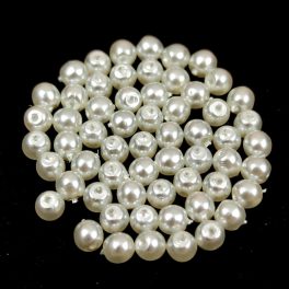 Czech Pressed Round Glass Bead -  Pearl White - 3mm