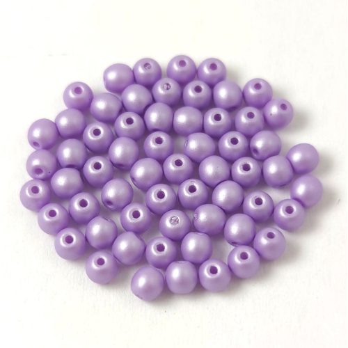 Czech Pressed Round Glass Bead - luminous pastel purple - 3mm