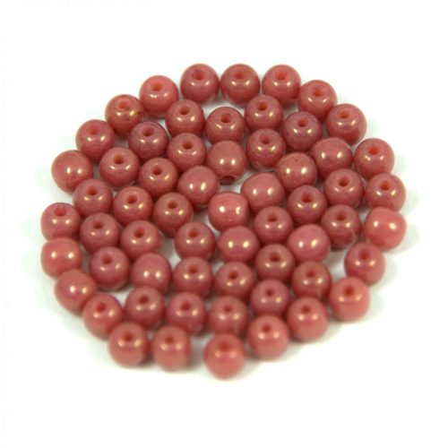 Czech Pressed Round Glass Bead - gold luster salmon -3mm
