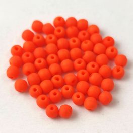 Czech Pressed Round Glass Bead - Matt Orange - 3mm
