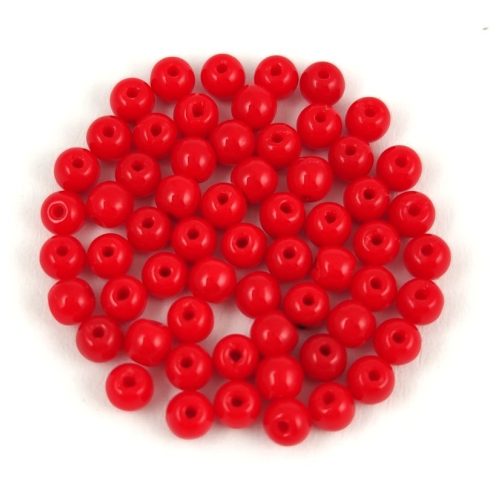 Czech Pressed Round Glass Bead - Opaque Red -3mm
