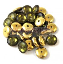 Lentil - Czech Glass bead - Olivin Half Amber - 6mm