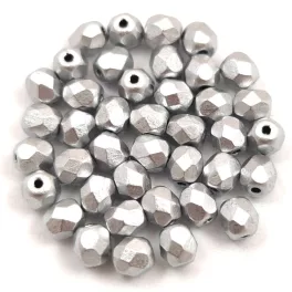 Czech Firepolished Round Glass Bead - Aluminium - 4mm