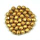 Czech Firepolished Round Glass Bead - mattee metallic gold - 4mm